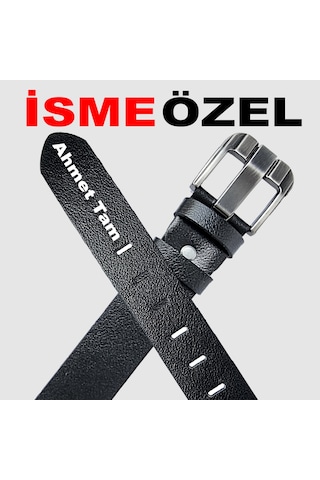 İsme Özel %100 Hakiki Gerçek Deri Spor Kemer Siyah