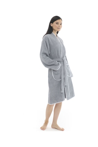 Athena Kimono Kadın Bornozu- Gri %100 Pamuk Gri