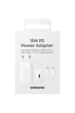 Samsung  Uyumlu Ep-t1510x 15w Hızlı Şarj Adaptörü Type-c Kablo Seti Beyaz