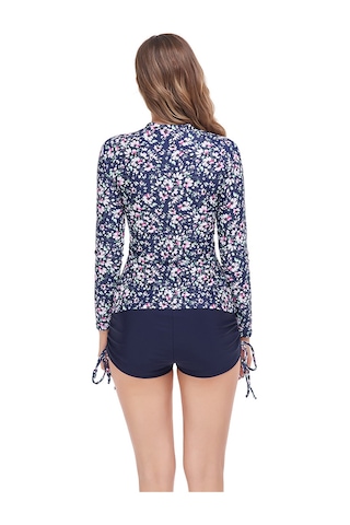 Baskılı Uzun Kollu Güneş Koruyucu Ayar Mayo Çiçekli