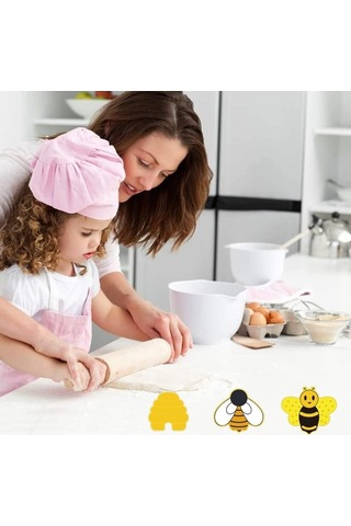 Fortunelane 8'li Arı Temalı Çerez Kalıbı - Arı, Balı, Çiçek, Balon Şekilleri - Gıda Güvenli Paslanmaz Çelik - Pastane Ve Parti De Sarı