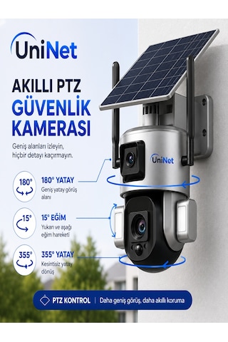 Uninet Solar Kamera 4g Sim Kartlı 2 Kameralı Dış Mekan Sirenli Ip Kamera