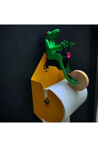 Banyo Kullanımı İçin Kurbağa Bisiklet Kağıdı Havlu Tutucu Yeşil