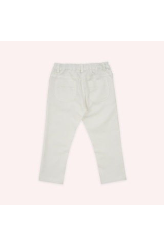 Panço Kız Çocuk Beli Lastikli Pantolon Beyaz