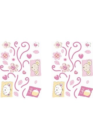 Duvar Süsü Sticker 2 Adet Çiçekli Ağaç Desenli Pvc 70x50x0,5cm