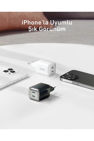 Anker 521 Nano Pro 40w Usb-c Şarj Cihazı - Beyaz - A2038 Anker Türkiye Garantili