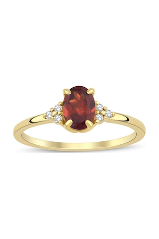 Garnet Oval Tektaş Pırlanta Yüzük