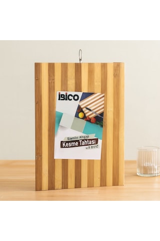 Bambu Kesme Tahtası 26x36x1.2 Cm Metal Kulplu Açık Ceviz