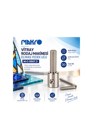 Vitray Rodaj Makinesi Elmas Yedek Ucu 6,35 Mm 1/4" Kalın Kum Fast Bit