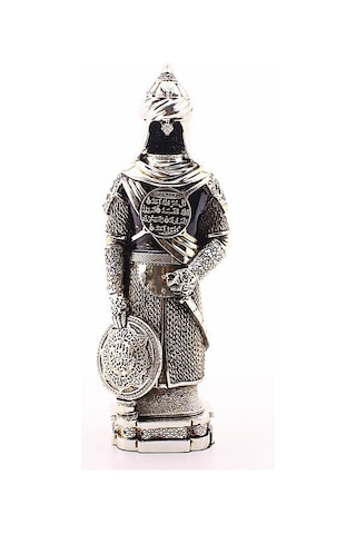 3 Boyut Büyük Boy 32 Cm Zırhlı Cevşen Ayetli Asker Gümüş Biblo Polyester Üzerine Metal Kaplama Biblo