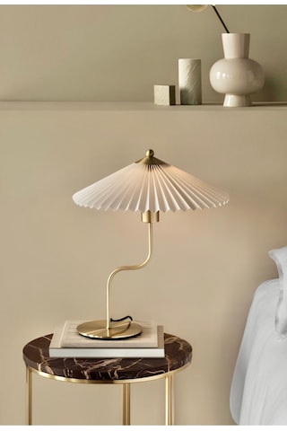 Exclusive Collection Krem Şapka Tasarım Umbrella Abajur Eskitme Gold Sarı Gold