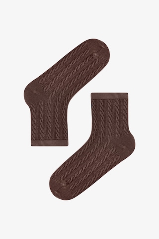 Penti Geometric Jacquard 5li Soket Çorap Kahve