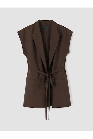 Lc Waikiki Lcw Modest Kahverengi Kuşaklı Kadın Klasik Yelek Brown