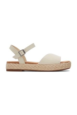 Sandalet Kadın 10020768 Toms Abby Woven/leatherl Natural Slubby Krem