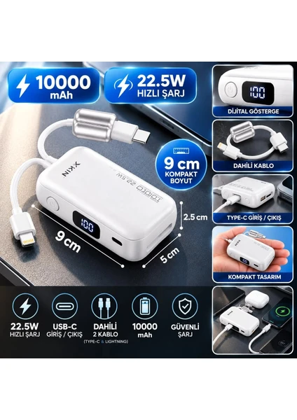 Xkin Xk-pb2559 Mini Fast Powerbank 10.000 Mah Taşınabilir Şarj