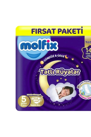 Molfix Tatlı Rüyalar 5 Beden Bebek Bezi 58x4 232 Adet 5 Numara