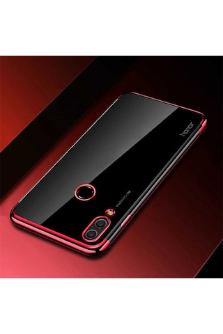 Huawei Y7 Prime 2019 / Huawei Y7 2019 Kılıf Zore Dört Köşeli Lazer Silikon Kılıf Kırmızı