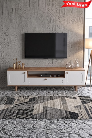 Bohem 180 Cm 3 Kapaklı Tv Ünitesi - Geniş Tv Sehpası - Sunta Çam