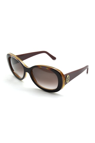Cartier F Butte Rfly Gold Cat Eye Kahvarengi Kırmızı Altın Kedi Gözü Bayan Güneş Gözlüğü T8200939 İki Renk