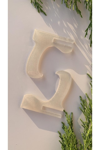 Sedefli Beyaz Renk Çerçeve Tabak Teşir Ayağı Epoksi Stand Şövalye