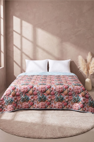 Tropik Çiçekler 5d Çok Amaçlı Çift Kişilik Baskılı Pike & Yatak Örtüsü 200x220 Cm Çok Renkli