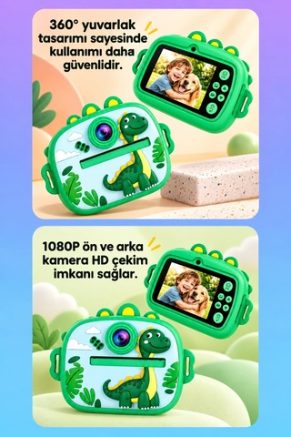 Blackbird Game Center Seyu SY-AM300 Şipşak Termal Yazıcılı Çocuk Dijital Fotoğraf Makinesi Yeşil
