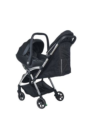Merkür Bebe Ruby Tek Tuşla Otomatik Katlanan Kabin Boy Travel Sistem Bebek Arabası Siyah