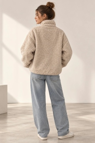 Bbbutikbasic Dik Yaka Teddy Polar Ceket My3535 Bej