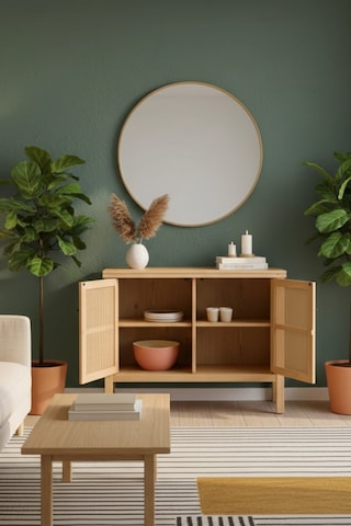 Altea Rattan Detaylı Basic Masif Ahşap Büfe