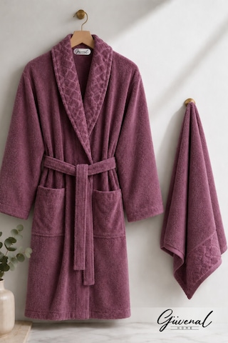 Layla 2 Parça Bornoz Seti Soft Unisex Bornoz Bornoz Erkek Bornoz Kadın Bornoz Hediyelik Sabahlık Çeyiz Mürdüm