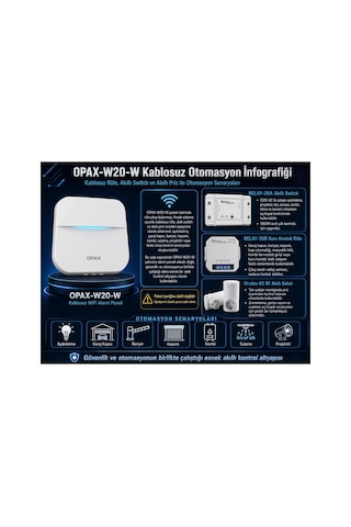 Opax-w20-w Beyaz Bgr-09 Kablosuz Sirenli Akülü Wifi Ev Ve İşyeri Alarm Seti