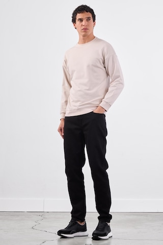 Dufy Bej Bisiklet Yaka Regular Fit Erkek Sweatshirt Bej