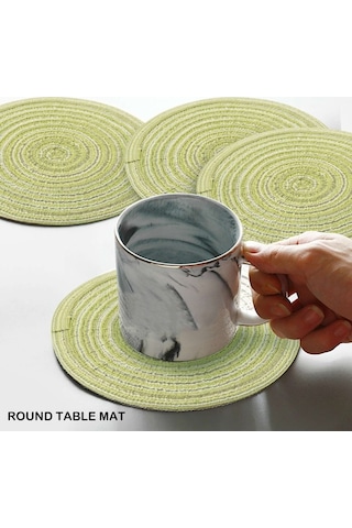 Flybuy Isıya Dayanıklı Kaymaz Amerikan Servis Matı, Yıkanabilir Çimen Yeşili, 18 Cm, 4 Adet Çimen Yeşili