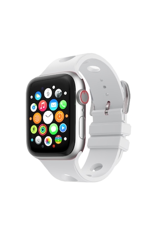 Watch 10 46mm Delikli Tasarım Mkst Krd-147 Silikon Kordon - Beyaz
