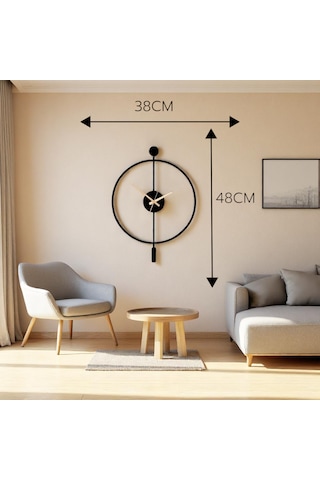 Minimalist Çelik Duvar Saati 49x38cm Sessiz Quartz Mekanizma Altın