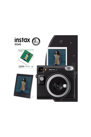 Instax SQ40 Fotoğraf Makinesi + 10'lu Kare Film + Pleksi Çerçeve