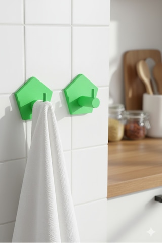 2 Li Askılık Kapı Arkası, Duvara Monte, Dayanıklı Malzeme, Kırmızı 80 Kırmızı