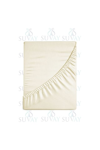Suvay Penye Lastikli Çarşaf Tek Çift Kişilik Battal Boy %100 Pamuklu Lastikli Penye Çarşaf Krem