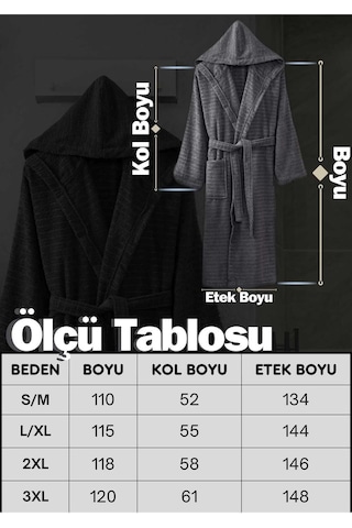 Doğa Antrasit Kapüşonlu Bornoz