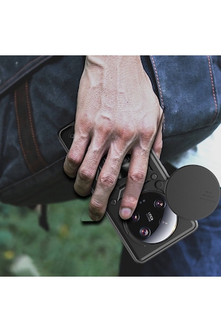 Kilifone - Mi 13 Ultra Uyumlu - Kılıf Magnetik Standlı Kamera Korumalı Sürgülü Vega Kapak - Siyah