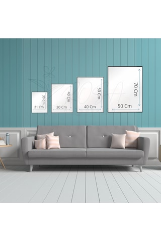 Tablo Ahşap Çerçeveli Tablo Çerçeveli Poster Soyut Mavi-sarı Çiçek Tablosu, Çiçek Temalı Tablo