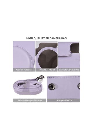 Maiyame Fujifilm Mini 12 Kamera Korumalı Çantası - Pu Malzeme, Manyetik Kilit, Ayarlanabilir/çıkarılabilir Askı - Pembe