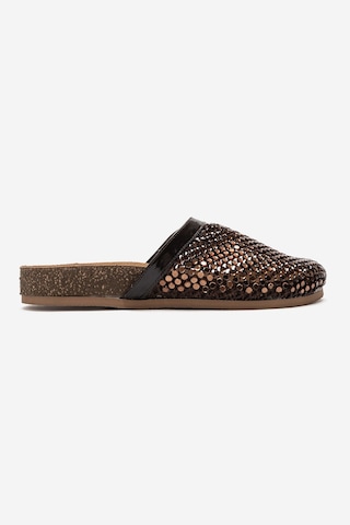 Luvi Shoes Montera Kahverengi Taşlı Kadın Terlik
