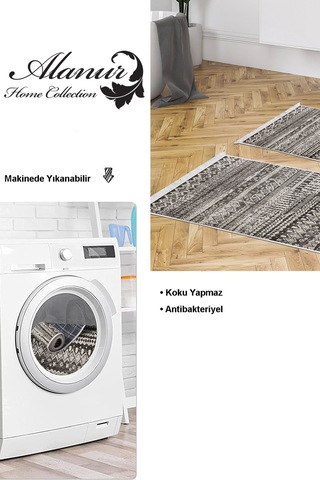 Dekoreko Kaymaz Taban Djt 2 Li Banyo Paspas Takımı Star Pamuk Saçaklı Iskandinav F5080 Antrasit