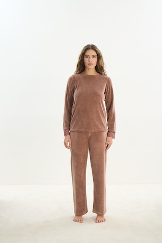 Kadın Uzun Kol Kadife Kahve Pijama Takım C3t9n1o61 001