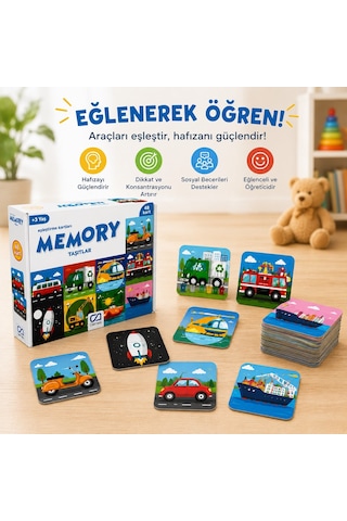 Bakgelal Memory Taşıtlar Hafıza Kartı Oyunu 48 Kartlı Eğitici Eşleştirme Ve Zeka Oyunu