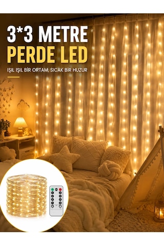 Hepsi 3x3 Metre Perde Led Işık Parti Ve Bahçe Dekorasyonu Yeni Nesil Najmaddin Diğer