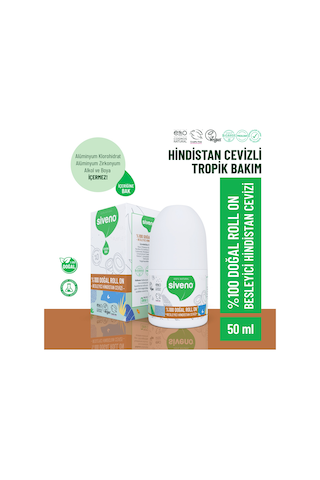 Siveno %100 Doğal Roll On Hindistan Cevizli Deodorant Ter Kokusu Önleyici Bitkisel Leke Bırakmayan Vegan 50 ML
