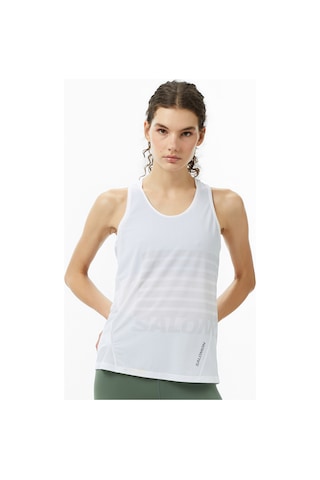 Salomon Sense Aero Singlet Gfx Kadın Beyaz Koşu Atlet Lc2188200 2800324