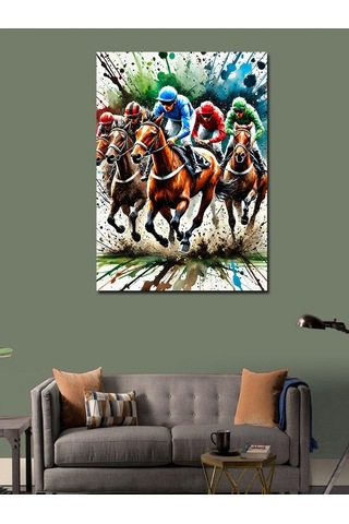 Kanvas Tablo At Yarışı Heyecanı 50cmx70cm
